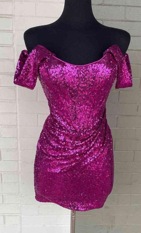 Off the Shoulder Sparkly Homecoming Dress DTH233