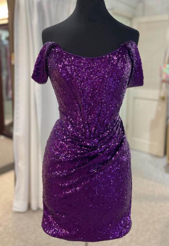 Off the Shoulder Sparkly Homecoming Dress DTH233