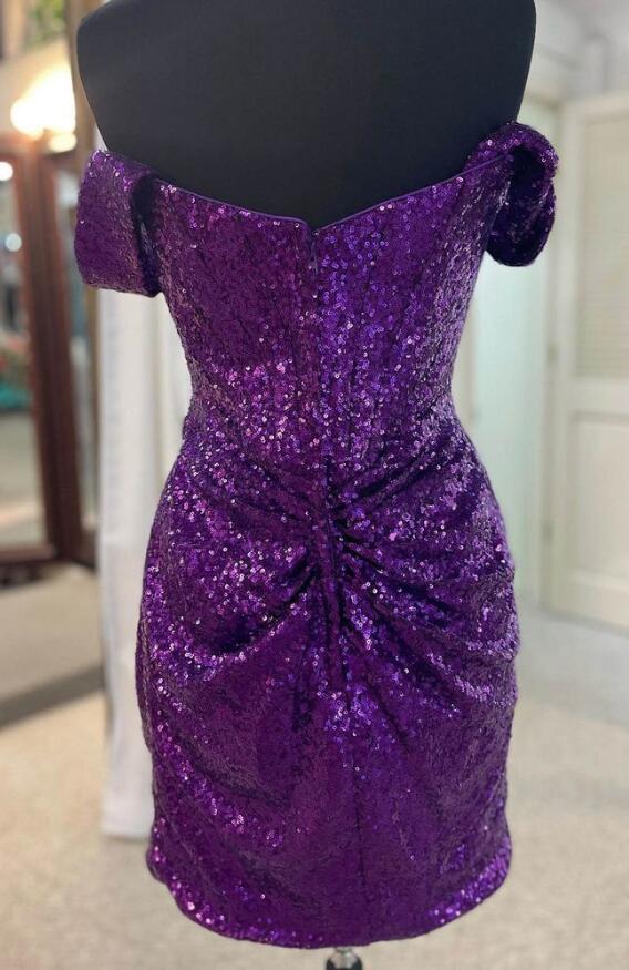 Off the Shoulder Sparkly Homecoming Dress DTH233