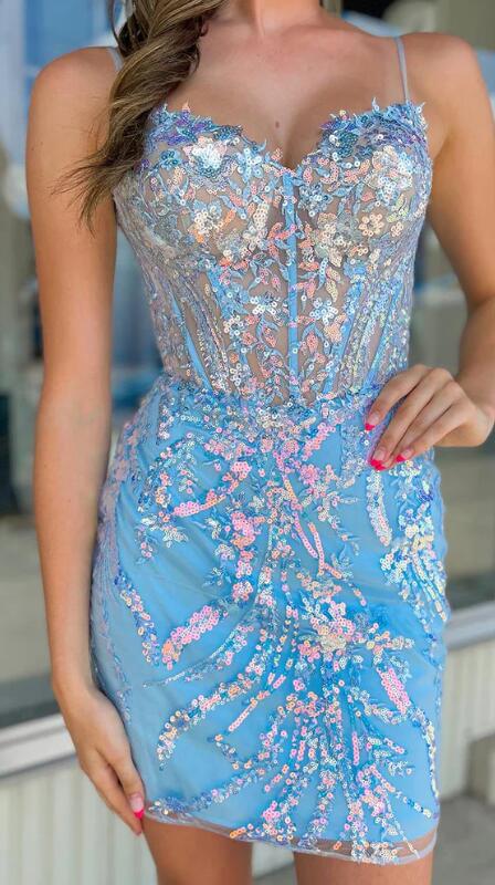 Sweetheart Neckline Sequin Lace Embellished Homecoming Dress
