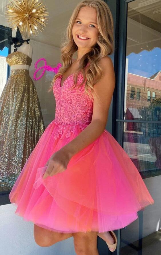 Open Back Straps A-Line Homecoming dress