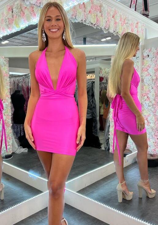 Deep V-neck Sexy Homecoming Dress