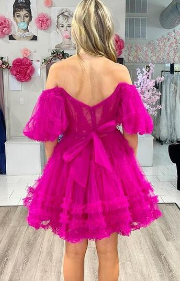 Tulle Ruffles A-line Homecoming Dress with Sheer Corset Bodice