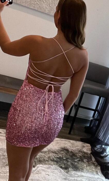 Straps Sequins Homecoming Dress