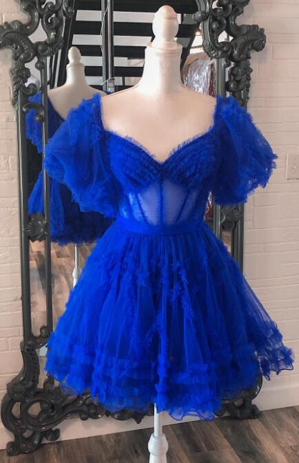Tulle Ruffles A-line Homecoming Dress with Sheer Corset Bodice