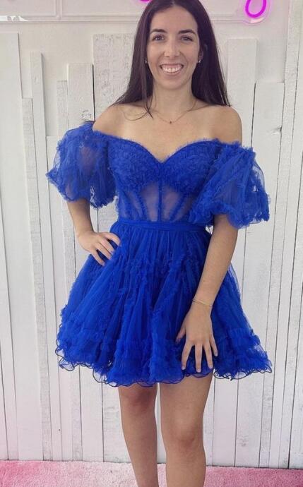 Tulle Ruffles A-line Homecoming Dress with Sheer Corset Bodice