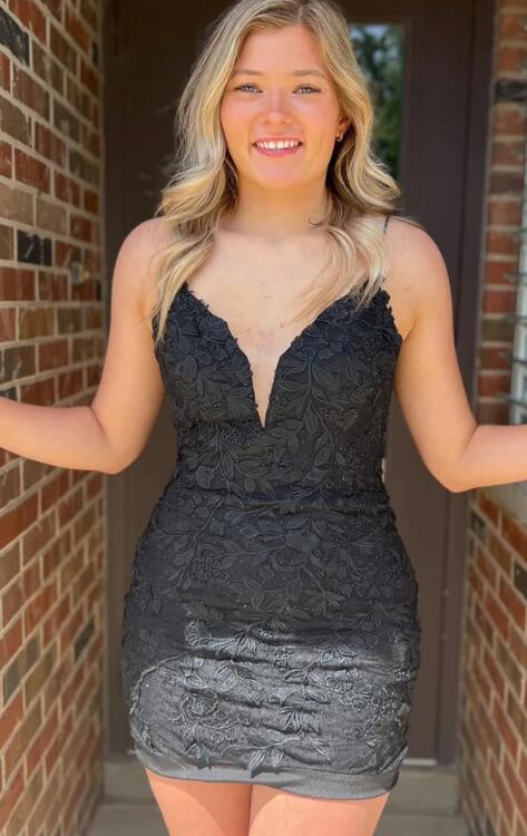 Open Back Spaghetti Straps Homecoming Dress