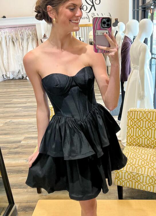 Multi-Layer A-Line Black Homecoming Dress