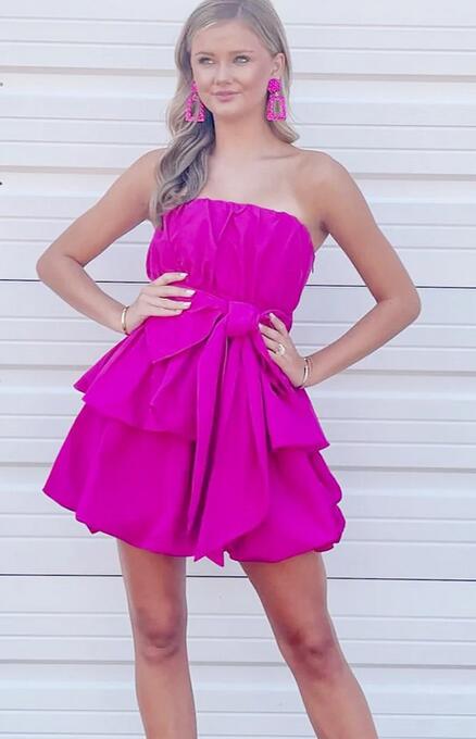 Strapless Bow-Front Homecoming Dress