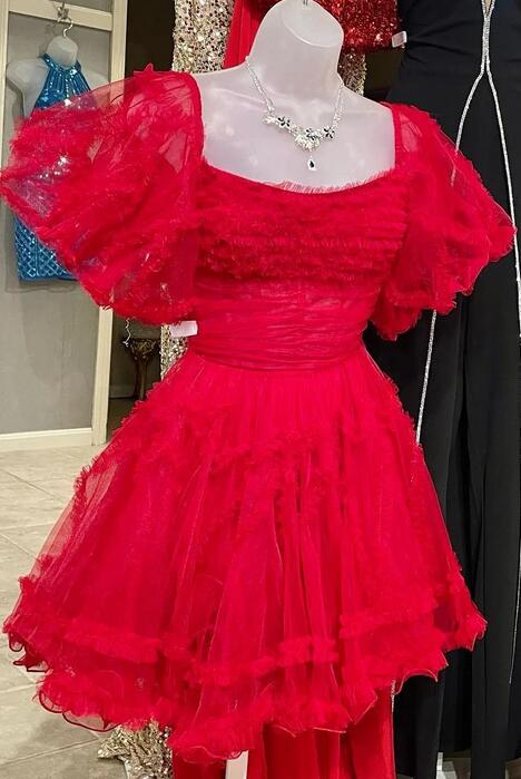 Tulle A-line Homecoming Dress with Sheer Corset Bodice and Ruffle Embellishments