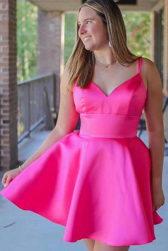 Simple V-Neck A-line Homecoming Dress