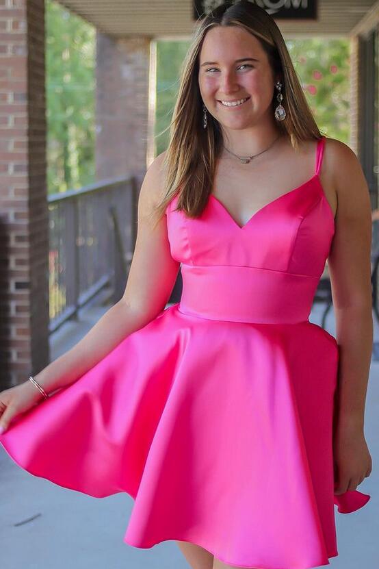 Simple V-Neck A-line Homecoming Dress