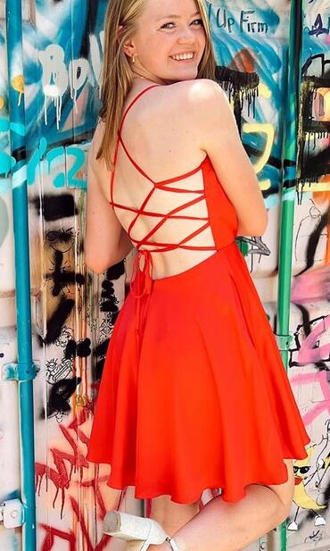 Simple V-Neck A-line Homecoming Dress