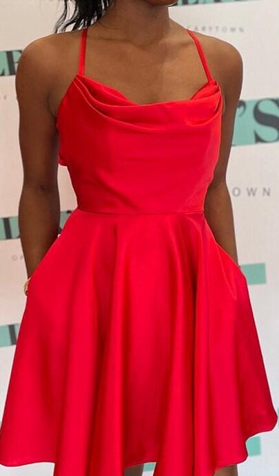 Simple V-Neck A-line Homecoming Dress
