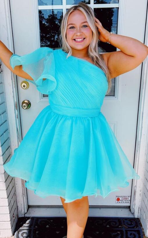 One Shoulder A-line Organza Homecoming Dress DressesTailor One Shoulder A-line Organza Homecoming Dress DressesTailor