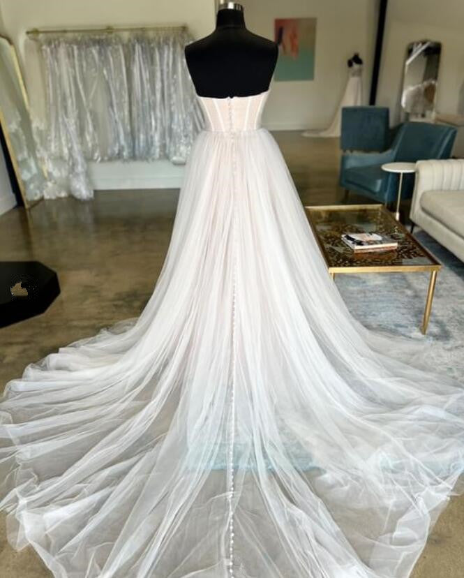 Strapless A-line Tulle Wedding Dress DTB163