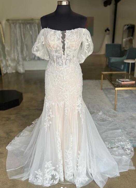 Off the Shoulder Mermaid Tulle/Lace Wedding Dress DTB166