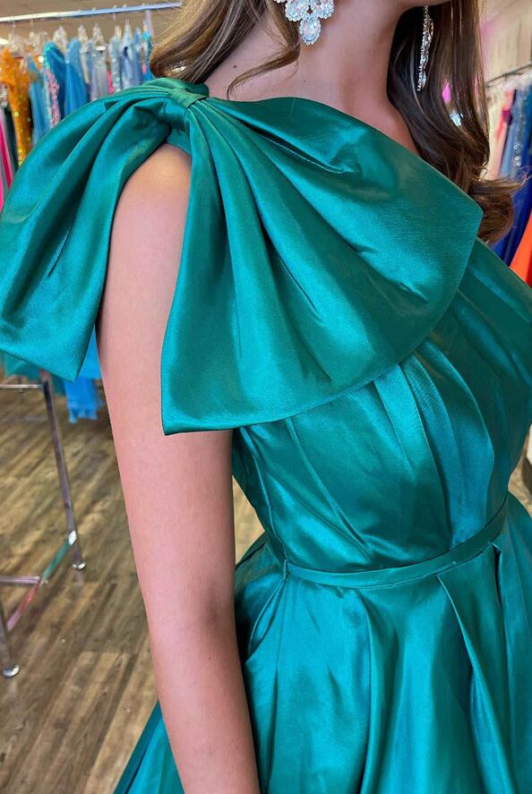 One Shoulder Long Prom Dress with Bow