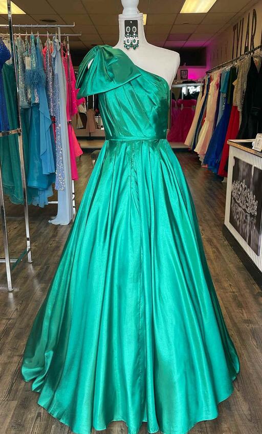 One Shoulder Long Prom Dress with Bow