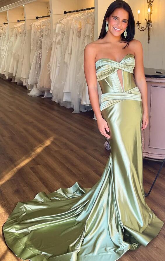 Strapless Mermaid Long Prom Dress with Slit