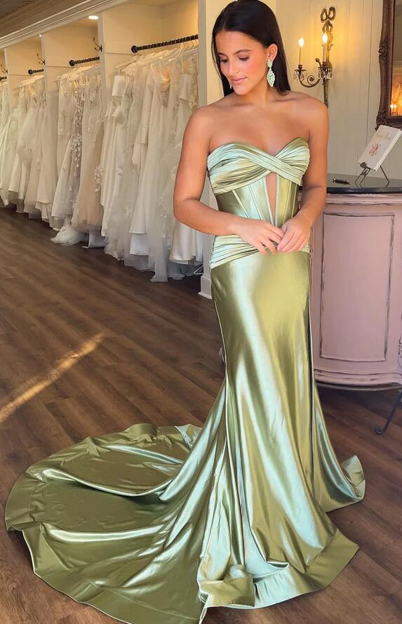 Strapless Mermaid Long Prom Dress with Slit