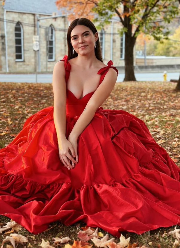Sweetheart Necks Ruffle Hem Long Prom Dresses