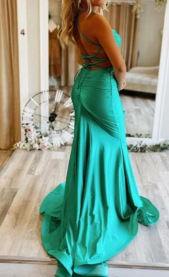 Spaghetti Straps Mermaid Long Prom Dresses