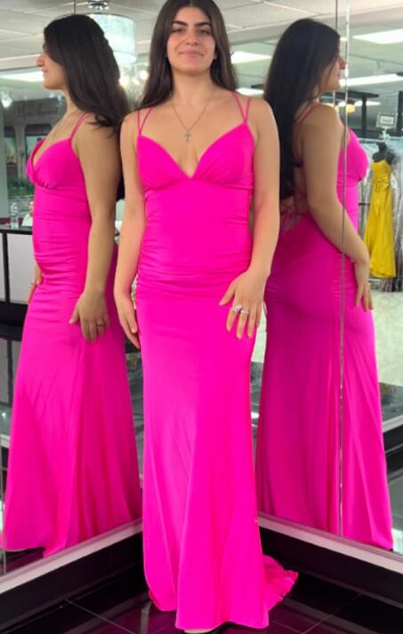 Straps Mermaid Long Prom Dress with Lace-up back