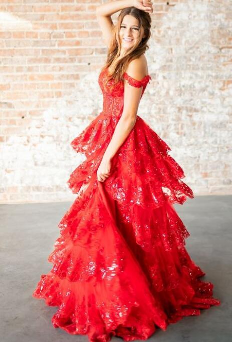 Tulle Sequin A-Line Prom Dress with Sheer Corset Bodice and Ruffle Skirt