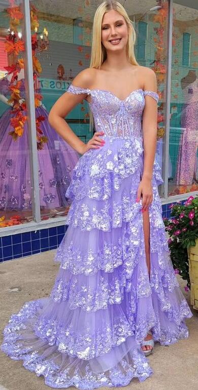 Tulle Sequin A-Line Prom Dress with Sheer Corset Bodice and Ruffle Skirt