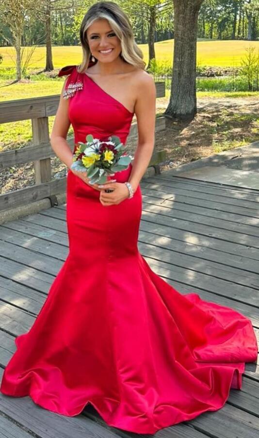 One Shoulder Mermaid Long Prom Dress