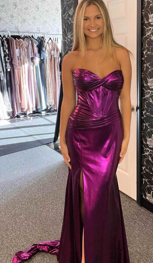 Sweetheart Corset Mermaid Long Prom Dress with Slit