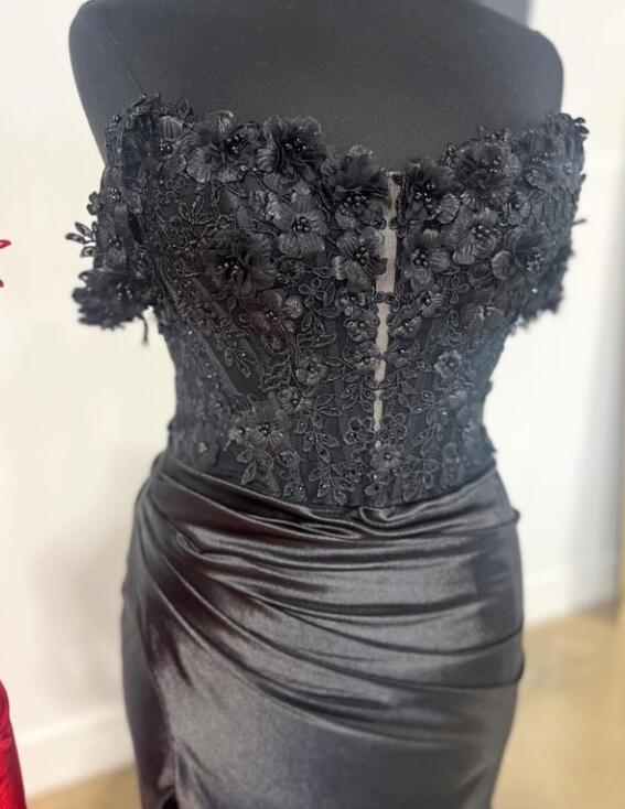 Off the Shoulder Long Prom Dress with Floral Corseted Bodice
