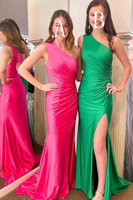 One Shoulder Mermaid Long Prom Dress with Slit