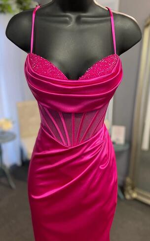 Straps Mermaid Long Prom Dress with Slit
