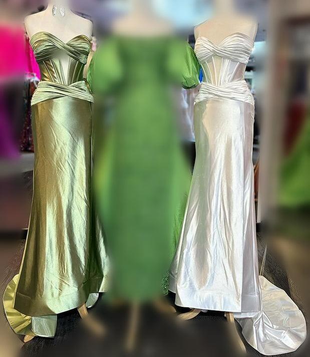 Strapless Sweetheart Satin Long Prom Dress with Slit