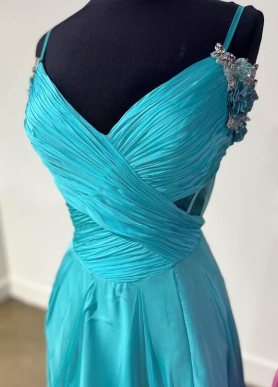 Straps A-line Long Prom Dress