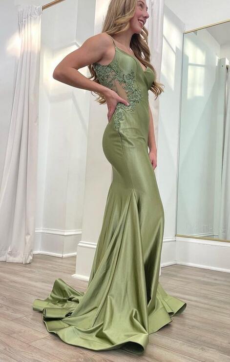 Straps Mermaid Long Prom Dress