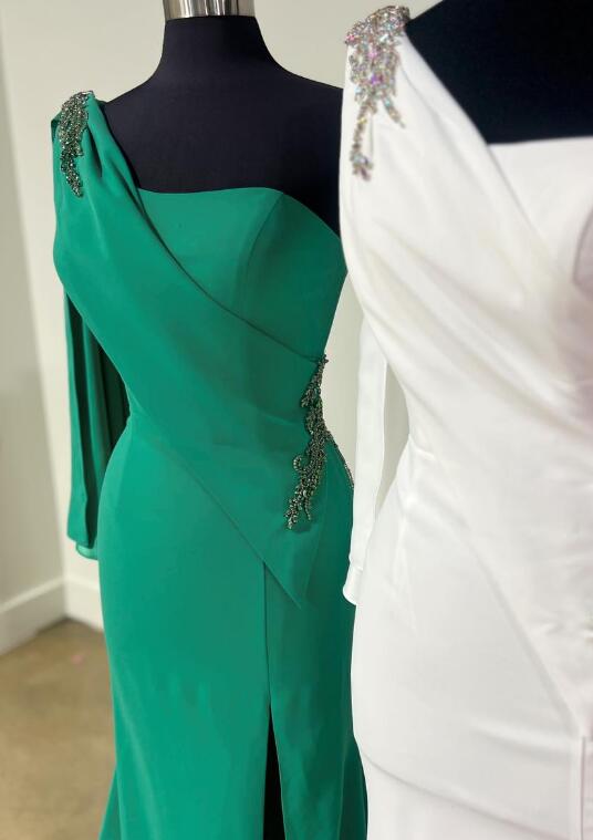 One Shoulder Long Prom Dress with Slit