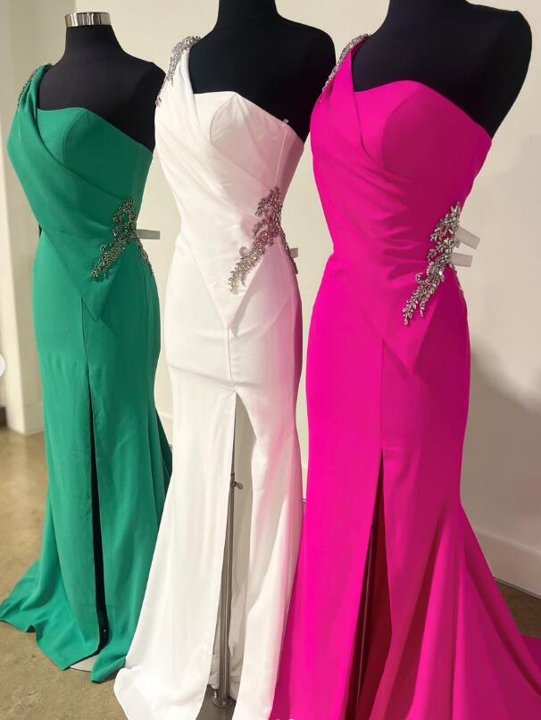 One Shoulder Long Prom Dress with Slit