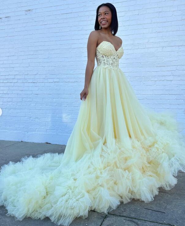 Red Tulle Long Prom Dress with Lace Corset Bodice