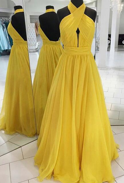 Open back A-line Long Prom Dress