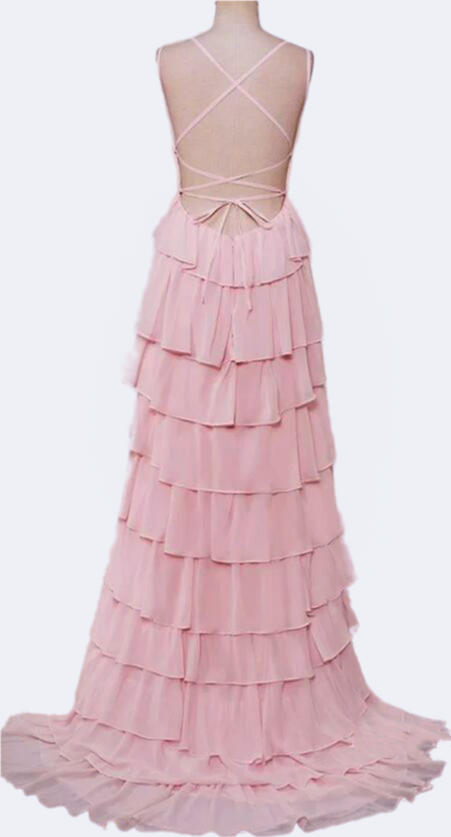 Strapless Fitted Long Prom Dress with Chiffon Ruffle Skirt
