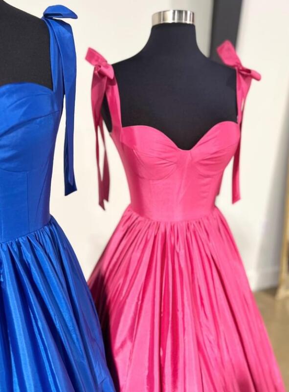 Straps Taffeta Long Prom Dress