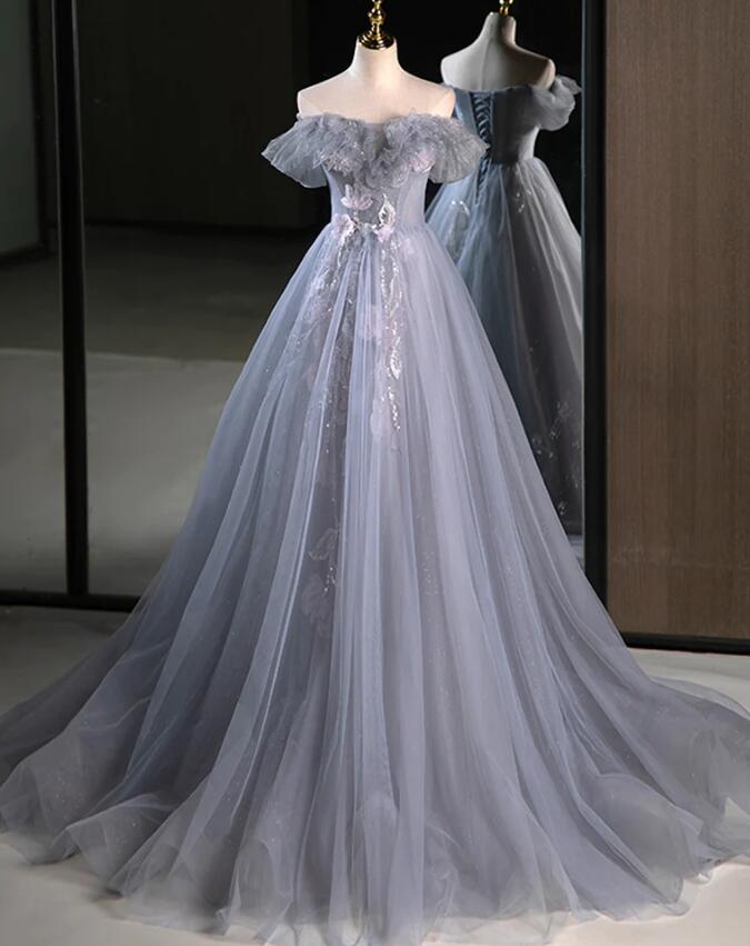 Off the Shoulder Sparkly Long Prom Dress