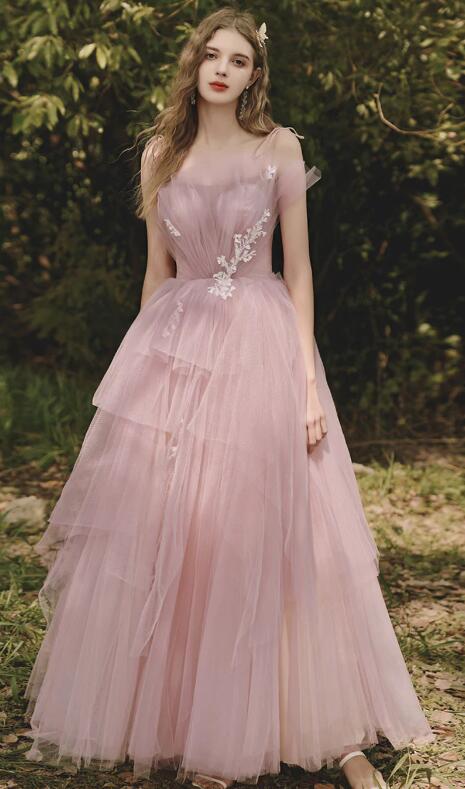 A-line Tulle Long Prom Dress