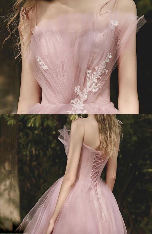 A-line Tulle Long Prom Dress