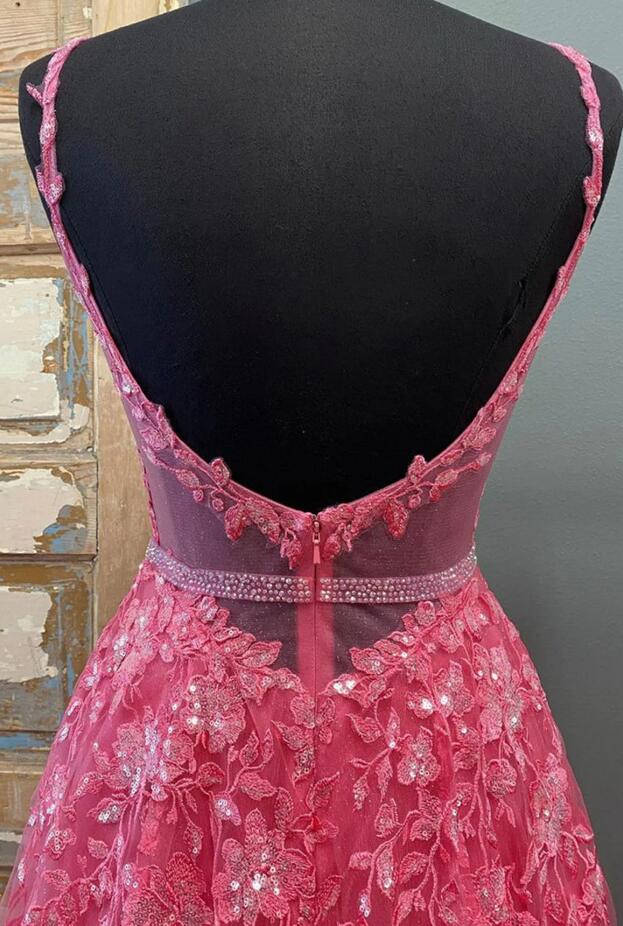 Straps Sequins Lace/Tulle Long Prom Dress
