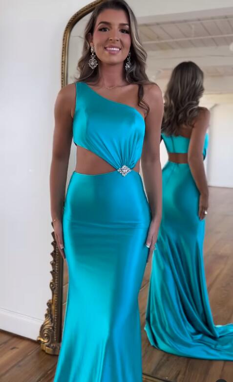One Shoulder Mermaid Long Prom Dress