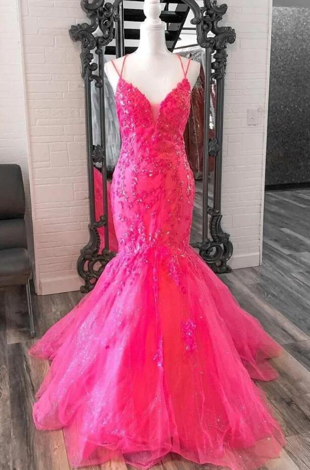 Sequins Tulle/Lace Mermaid Long Prom Dress